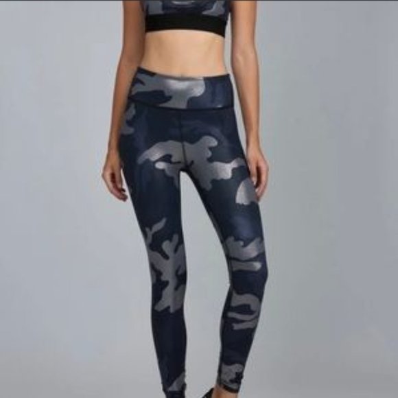 Noli Guerra leggings blue metallic camo silver 7/8 - Picture 1 of 3